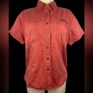 Harley-Davidson Coral Button-Up Denim Shirt Women’s Large